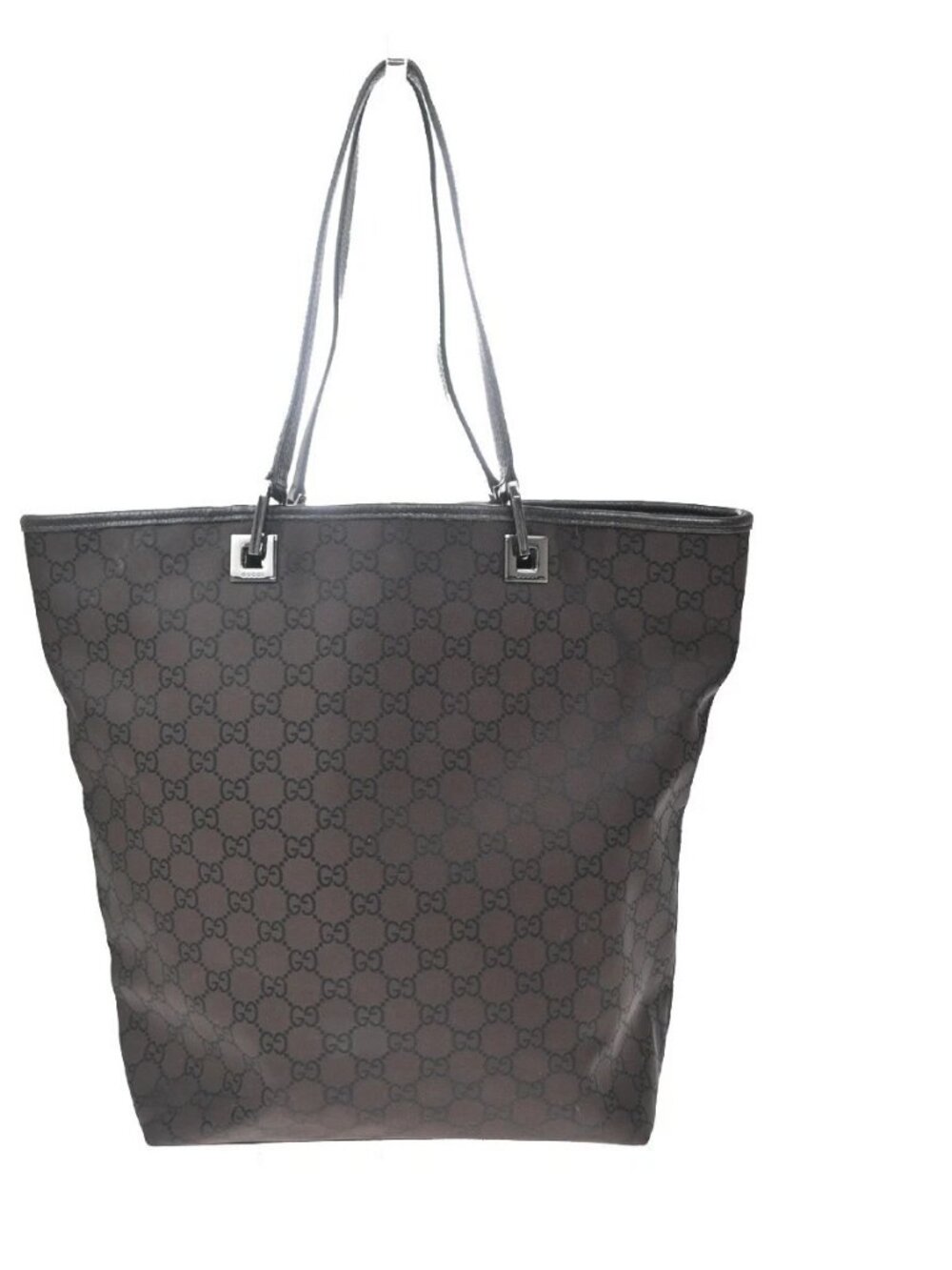 GUCCI Logo GG Pattern​ Shoulder Tote Bag Nylon Leather Brown SHW Italy 61KD552 - Picture 3 of 16